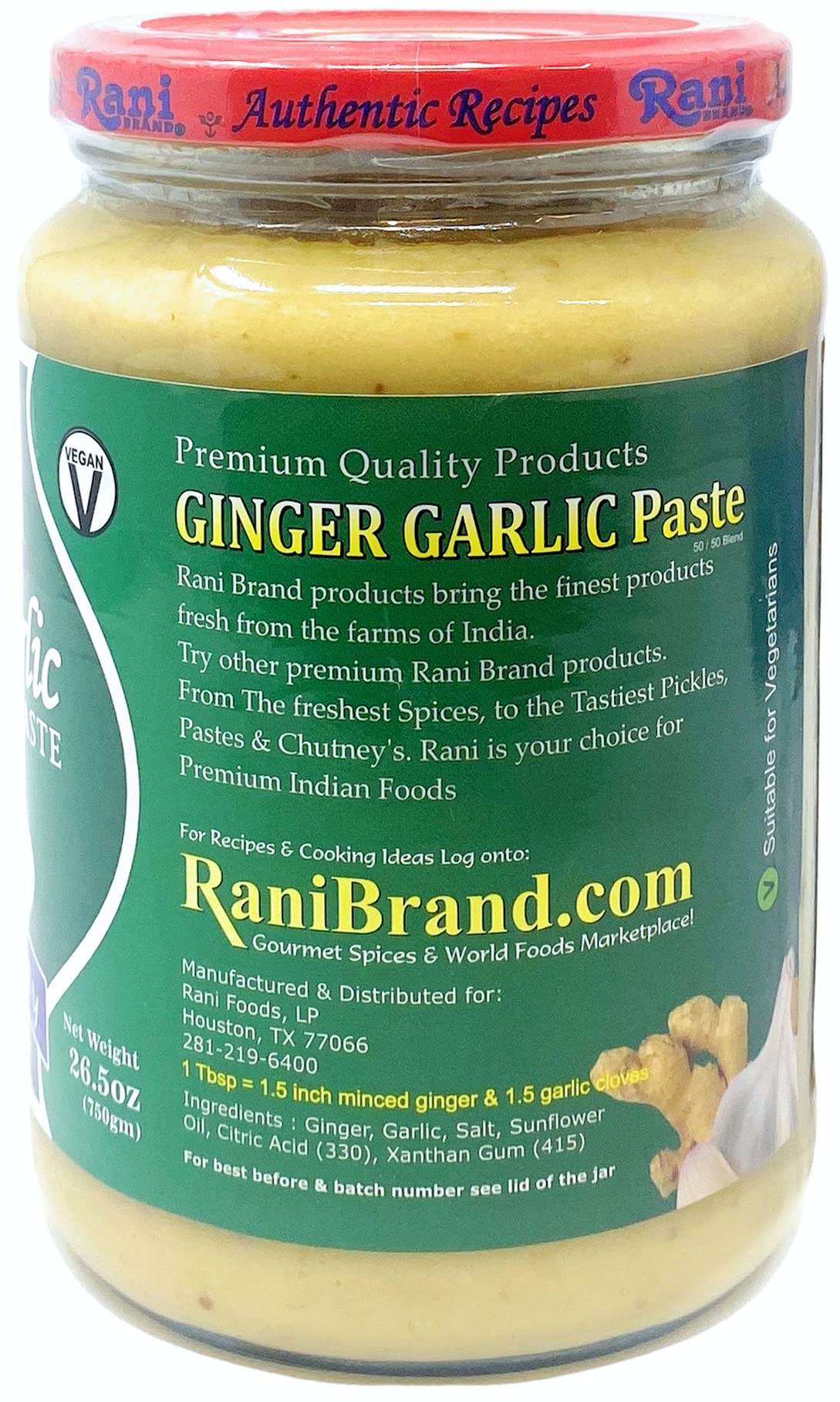 Rani Ginger Garlic Cooking Paste 26.5Oz (750G) Glass Jar ~ Vegan | Gluten Free | Non-Gmo | No Colors | Indian Origin