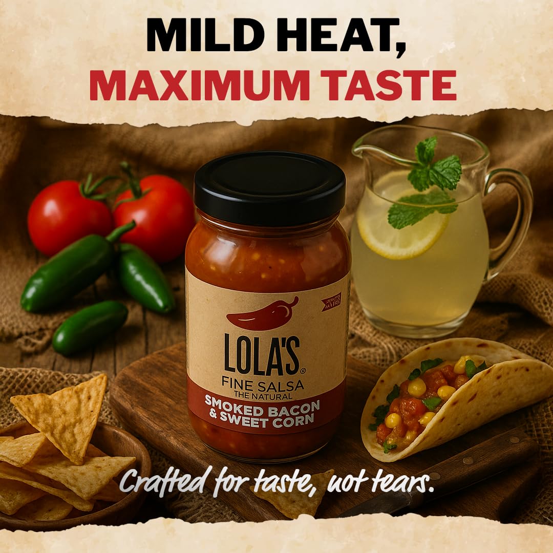 Lola’S Smoked Bacon & Sweet Corn Salsa - Savory, Smoky & Slightlysweet | Made With Iowa Bacon, Sweet Corn & Chipotle Peppers, 16Oz Jar