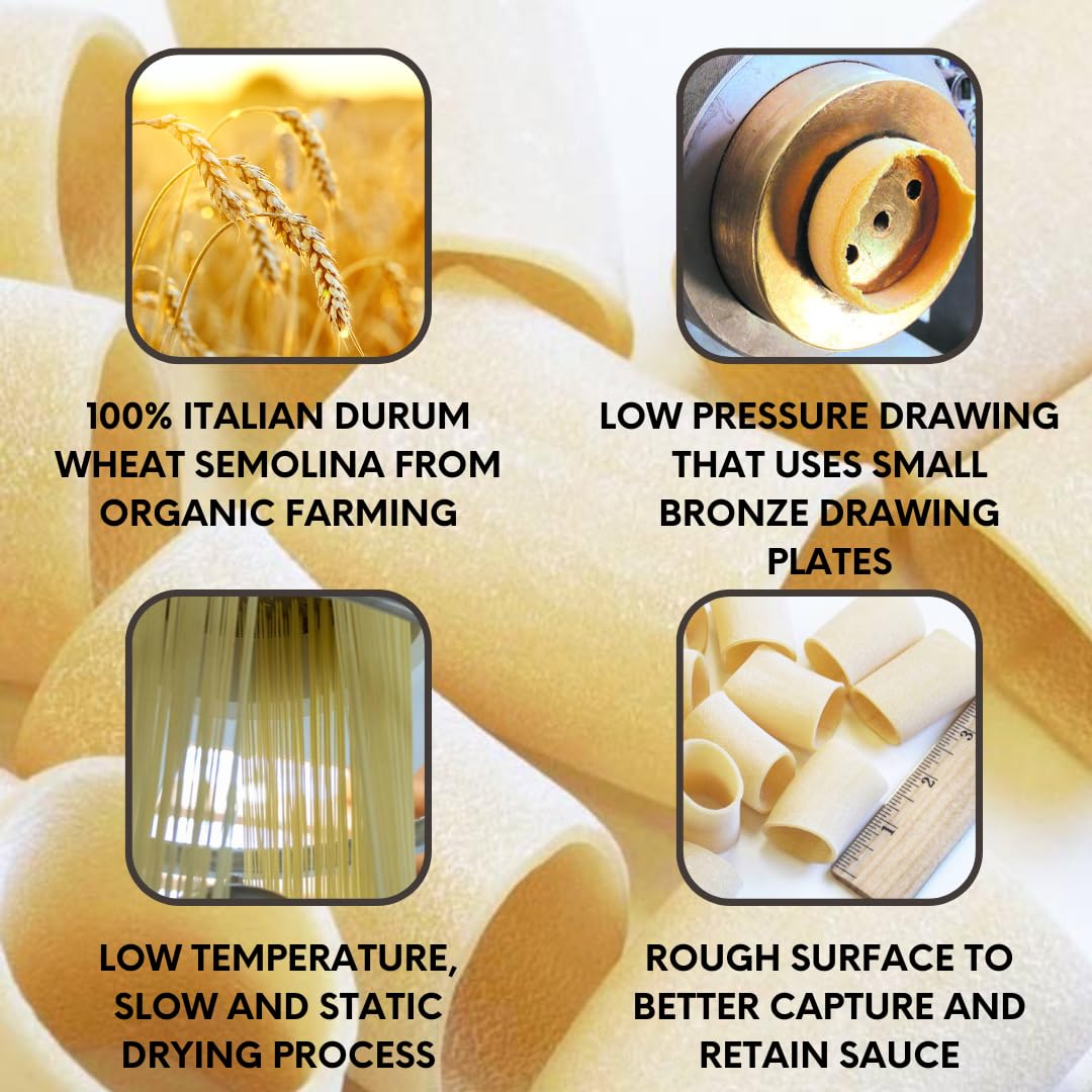 Paccheri Organic Italian Pasta di Gragnano I.G.P.| Pastai Gragnanesi | USDA Certified Organic| 17.6oz (500g)