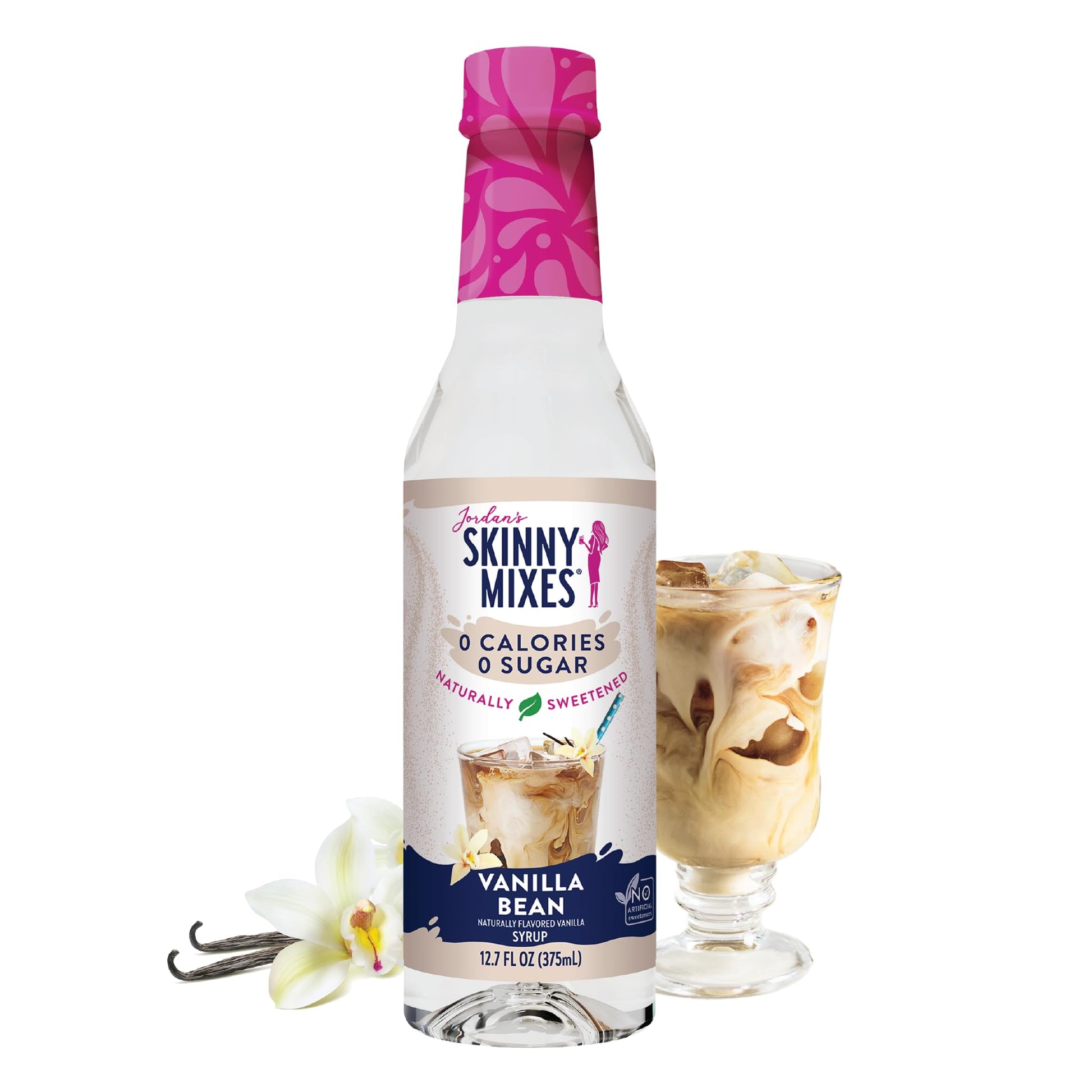 Jordans Skinny Mixes Sugar Free Vanilla Bean Syrup, 12.7 Fl Oz, Zero Sugar and Calorie Flavoring for Drinks