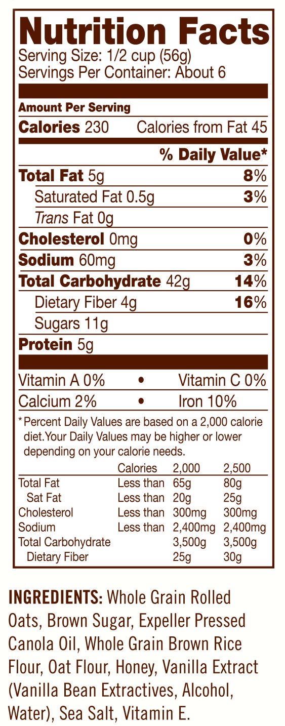 Bobs Red Mill Cereal Granola Honey Oat, 12 Oz
