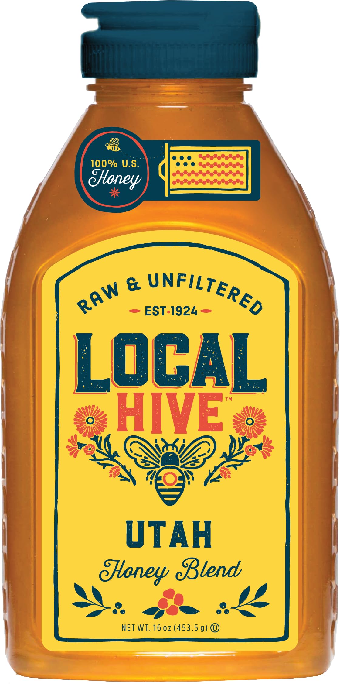Local Hive Utah Raw Unfiltered Honey - 16 oz, 100% Pure US Honey, Sourced from American Bees and Beekeepers - Natural Sweetener,