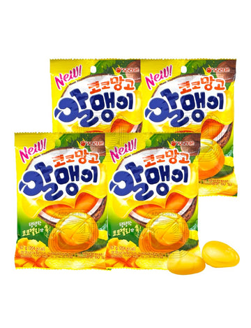 Fruit Peelable Candy - Coconut + Mango Flavor 67g X 4pack (268g/9.46oz) Jelly Filled Gummies, Gluten Free Individually Wrapped K