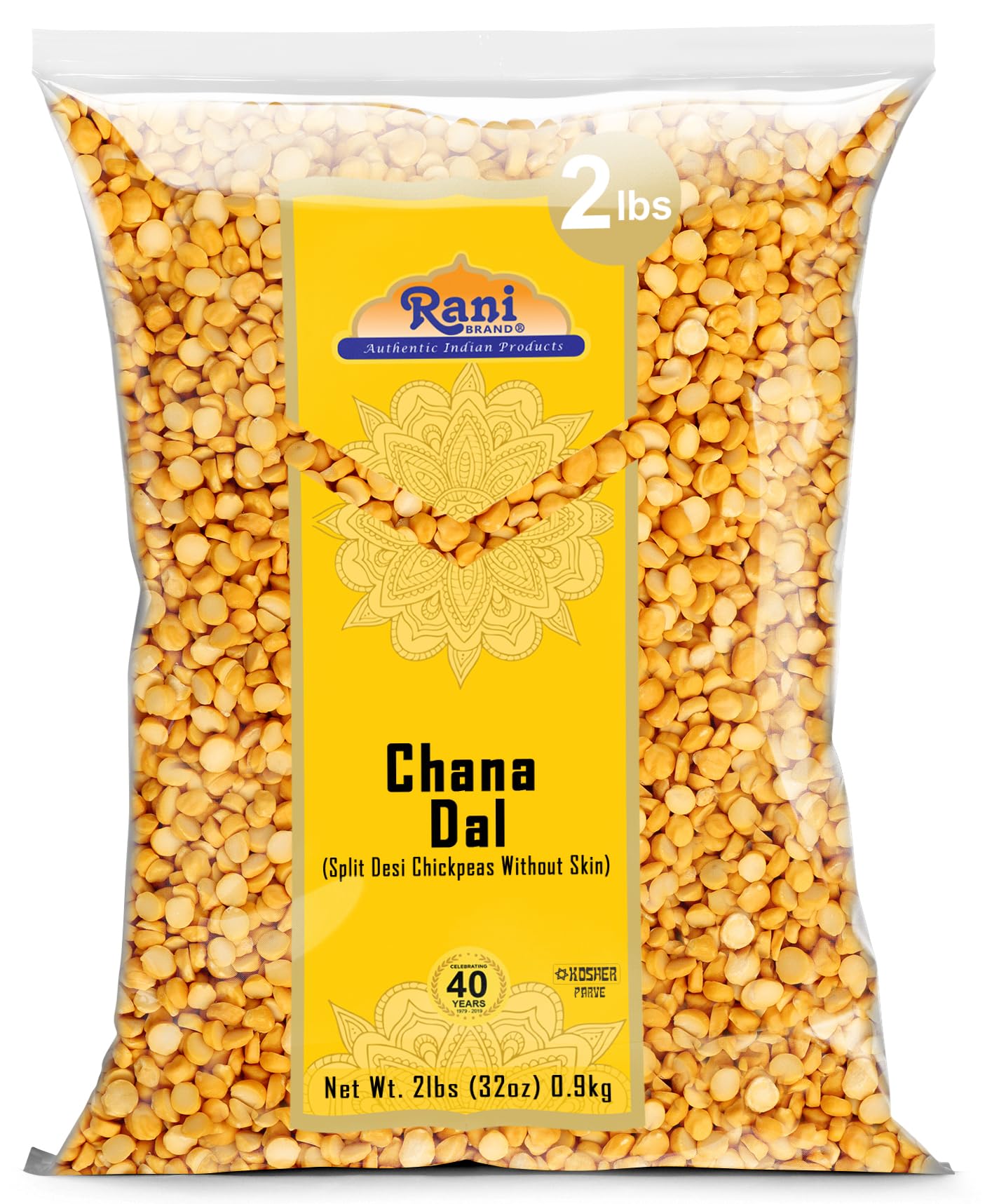 Rani Chana Dal (Split Desi Chickpeas Without Skin) 32Oz (2Lbs) 908G ~ All Natural | Gluten Friendly | Non-Gmo | Kosher | Vegan | Indian Origin