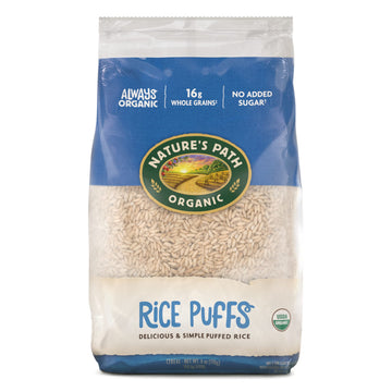 Nature'S Path Organic Rice Puffs Cereal, Earth Friendly Package, Non-Gmo, 16G Whole Grains, No Added Sugar, 6 Oz, Pack Of 12