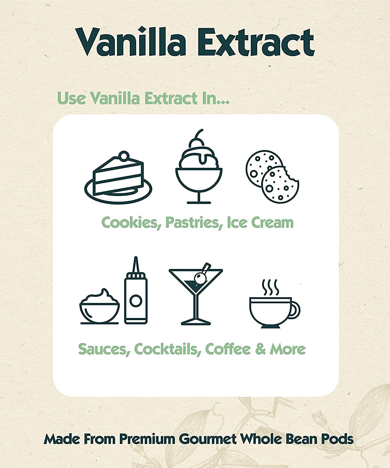 32 Oz Pure Vanilla Extract - 100% Real Vanilla Extract - For Cooking, Drinks & Desserts - 100% Vegan, Sugar Free & Kosher - Non-