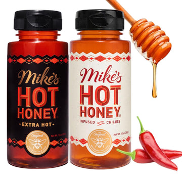 Mikes Hot Honey, Original & Extra Hot, Americas #1 Spicy Honey with Chili Peppers, Gluten-Free, Paleo-Friendly, (10oz Bottle, 