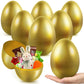 6 PCS Jumbo Easter Golden Eggs, 6 Inch Metallic Giant Plastic Eggs Fillable for Easter Egg Hunt, Large Easter Eggs Empty for Fil