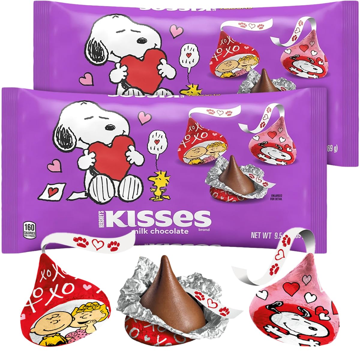 Valentines Day Hersheys Kisses Milk Chocolate Snoopy & Friends Candy - Delicious Melt-In-Your-Mouth Special Snoopy And Friends F