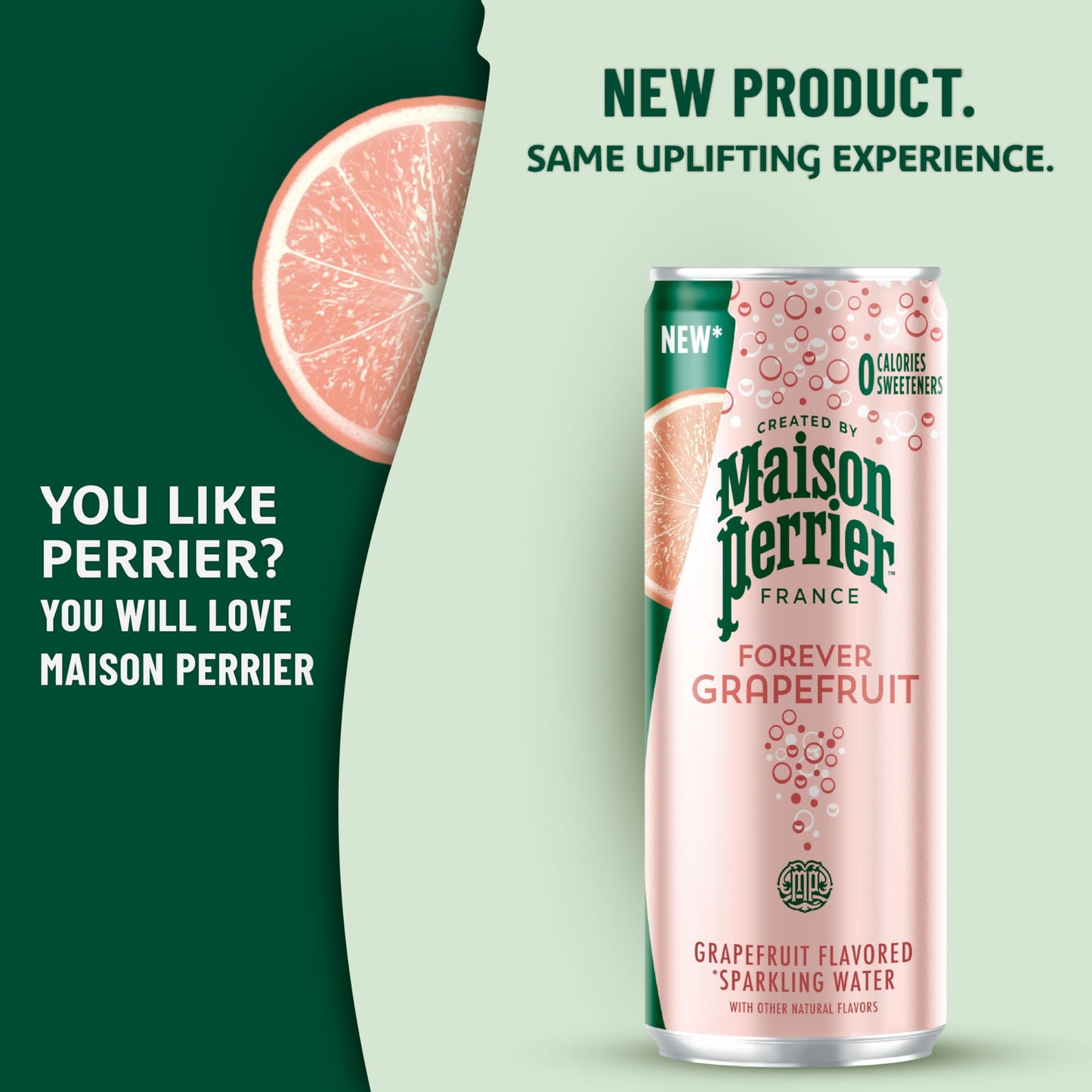 Maison Perrier Sparkling Water, G fruit Flavor, 11.15 Fl Oz Cans, 8 Count, Pack of 3, Model 074780612579