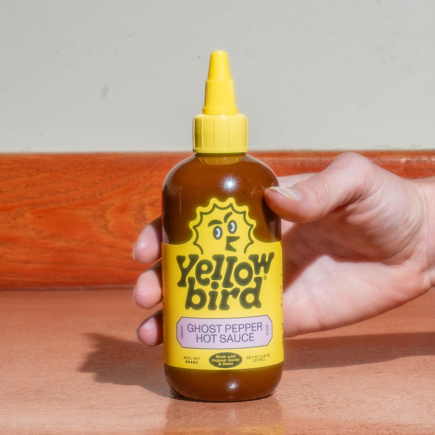 Yellowbird Organic Ghost Pepper Hot Sauce, 9.8 oz, Made with Organic Tomatoes, Garlic, & Dates, Real Hot, Pack of 1