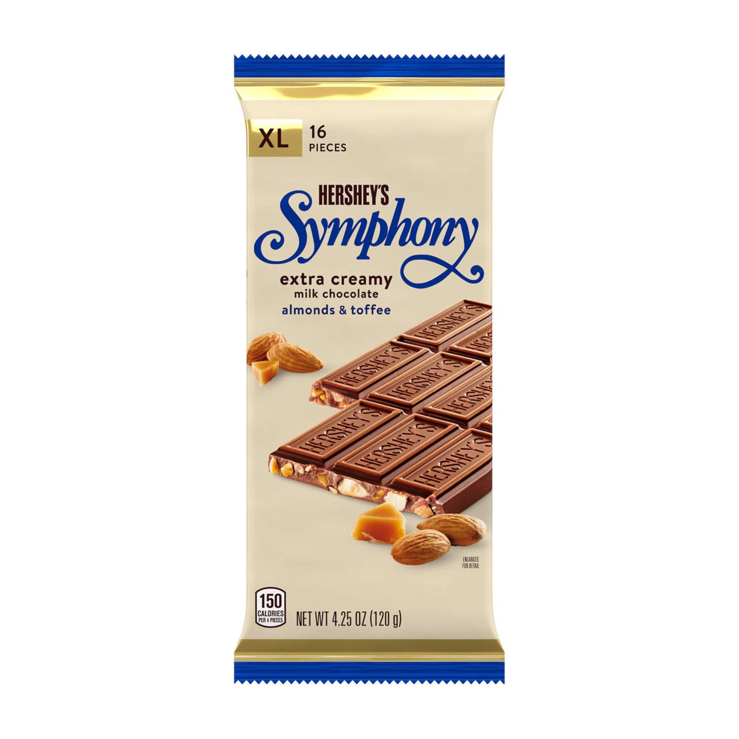 HERSHEYS SYMPHONY Chocolate Almond Toffee Bars, 4.25 oz, Pack of 12, 16 Pieces