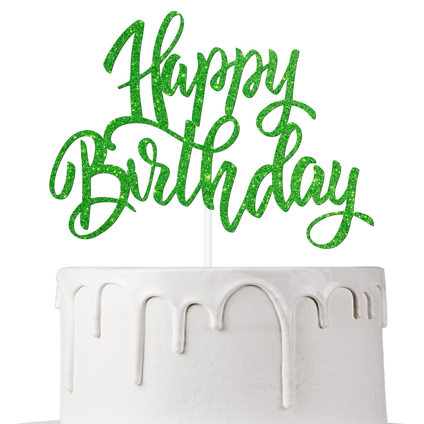 Notbadsys Happy Birthday Cake Topper, Gold Glitter Letters, Flashing Cardboard, Green, Model S1-1-(????)