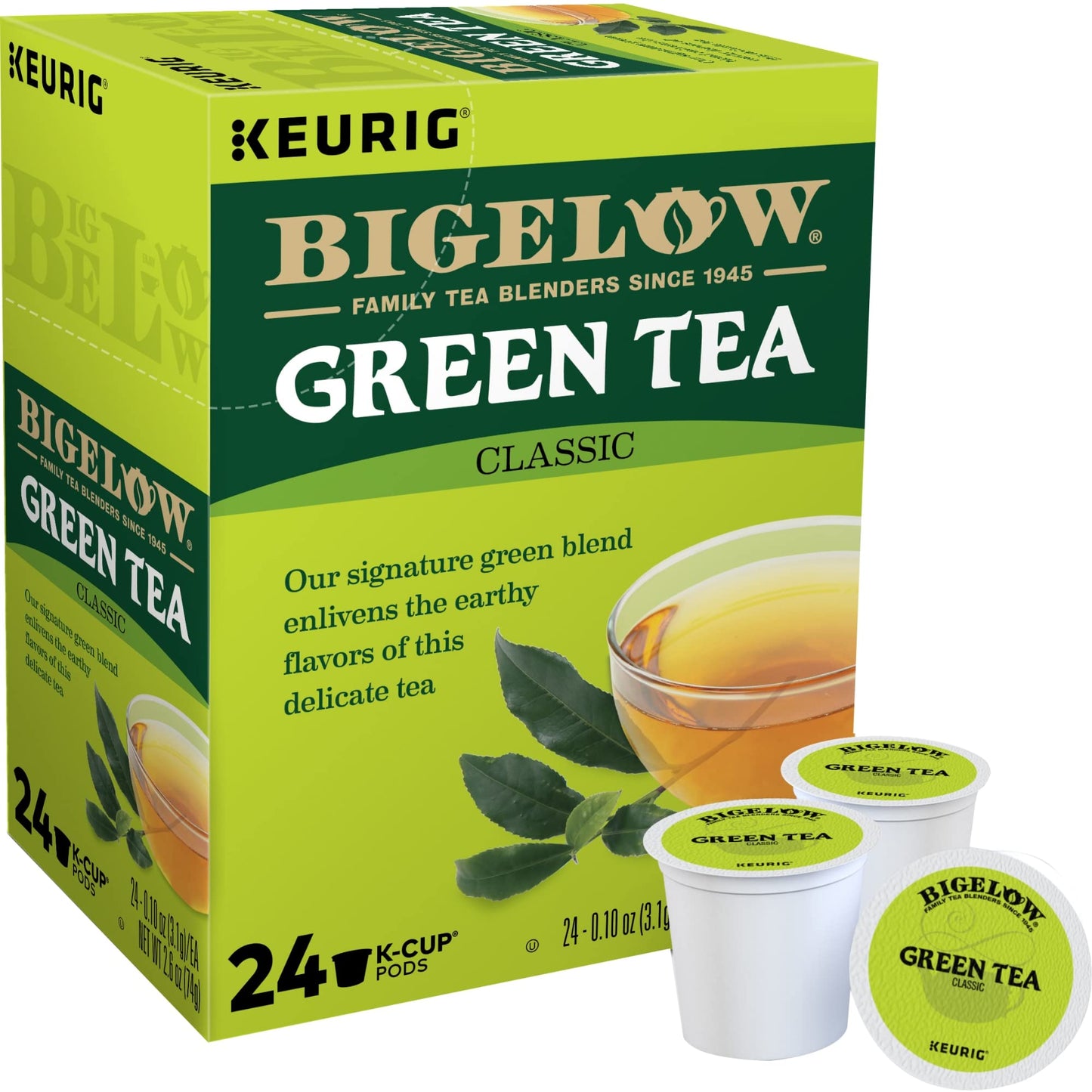Bigelow Tea K-Cup Green Tea Pods, 24 Count (Pack of 4), Compatible with Keurig malt-inspired, Model BGKCT96