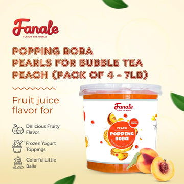 Fanale Peach Popping Boba Pearls, Vegan, Non Gmo, Gluten Free, Fat Free, Perfect For Bubble Tea, Smoothies, Ice Cream, Desserts,