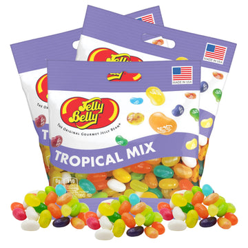 Needzo Jelly Bean Tropical Mix Bulk Shareable Candy, Fruit Flavored Gourmet Chewy Candies for Gift Baskets, Pack of 3, 3.5 Ounce