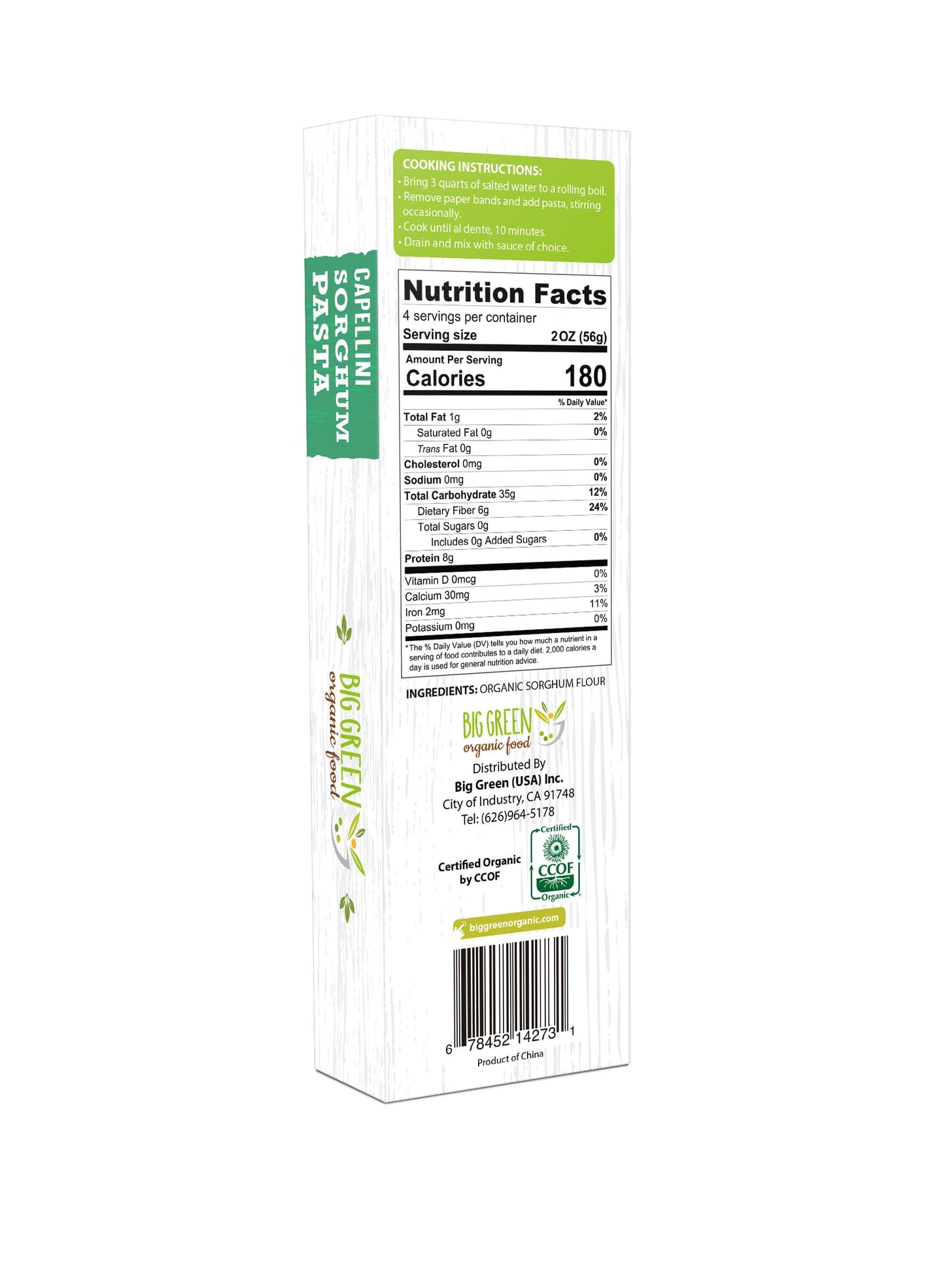 Big Green Organic Food- Organic Sorghum Capellini, 8.8Oz, Gluten-Free, Non-Gmo (5)