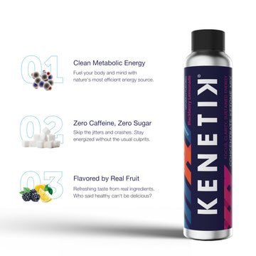 Kenetik Clean Energy Drink Mix, Sugar Free, Caffeine Free, Strawberry Peach, 4 Fl Oz (Pack of 3)