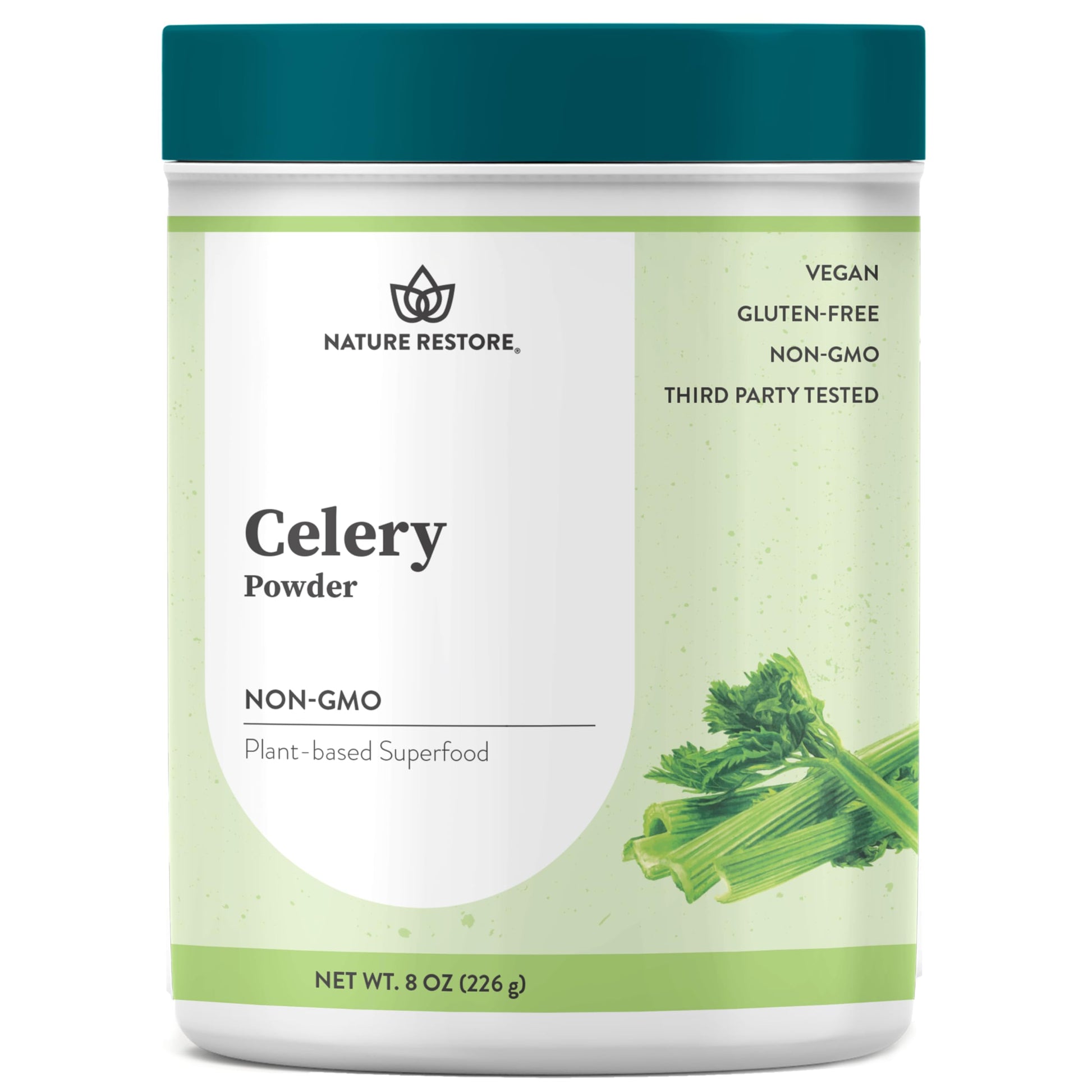 Nature Restore Whole Celery Powder  Entire Celery Stalk With Fiber  Non-Gmo  Gluten Free  Full Spectflavor Blend Nutrients  37 Servings  8 Ounces