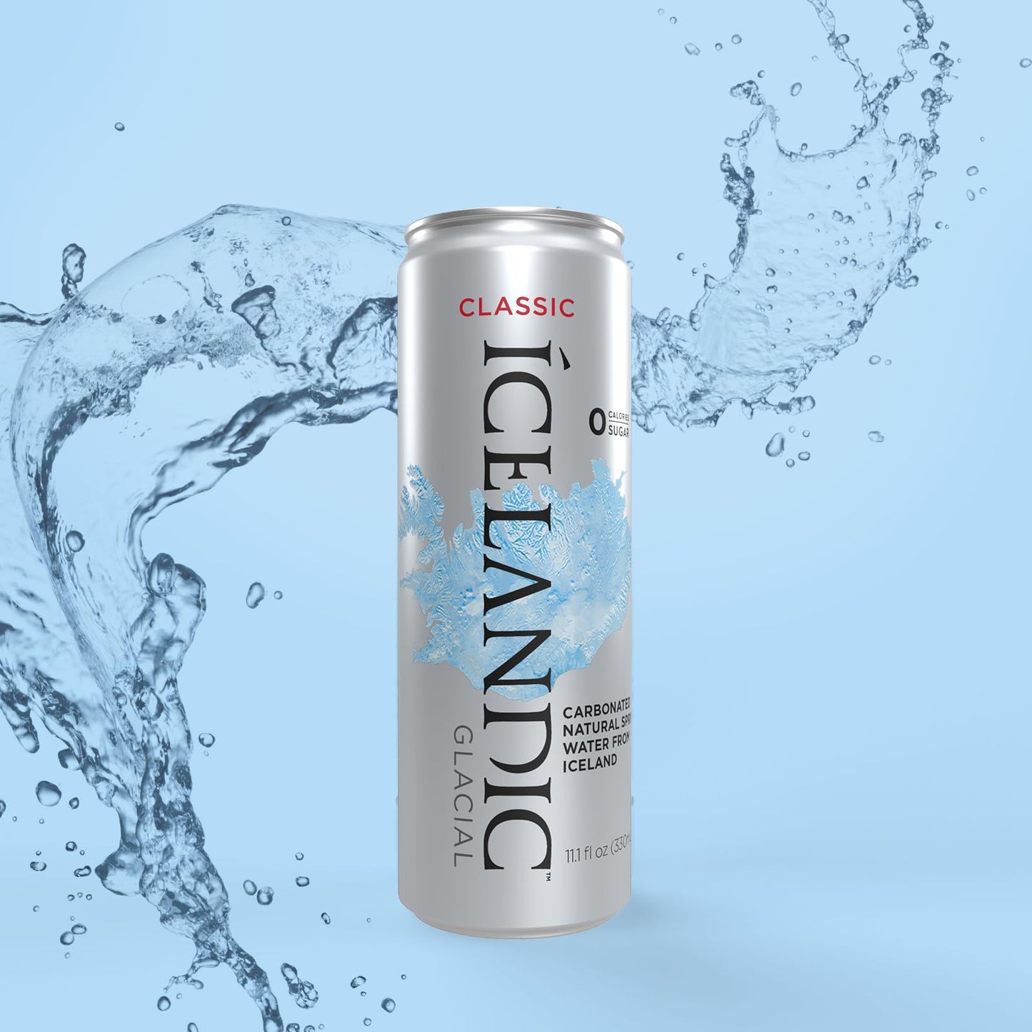 Icelandic Glacial Sparkling Water, Unflavored, 330 ml / 11.1 Fl Oz Cans, Pack of 10