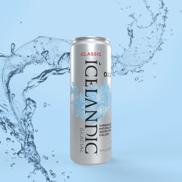 Icelandic Glacial Sparkling Water, Unflavored, 330 ml / 11.1 Fl Oz Cans, Pack of 10