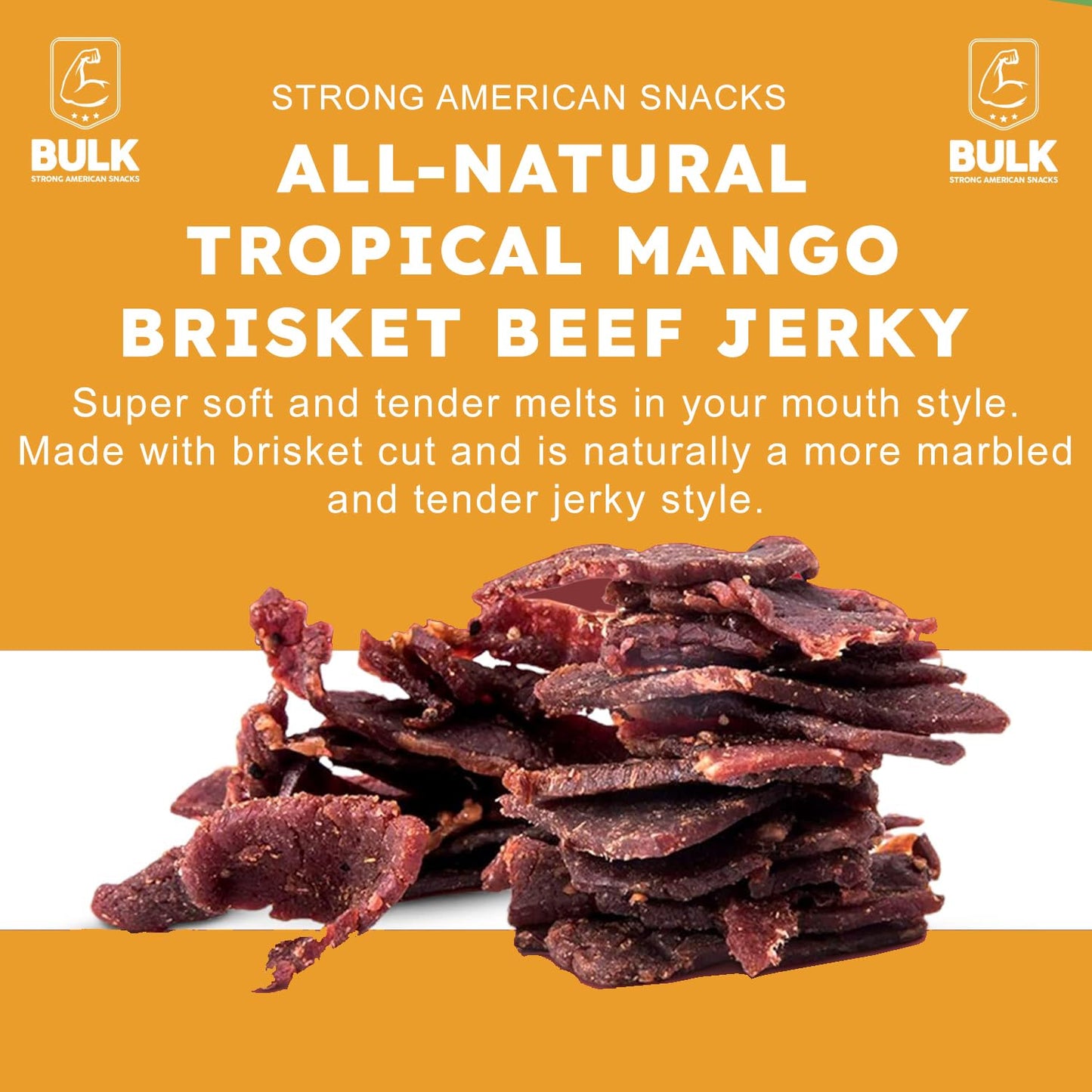 B.U.L.K Bulk Beef Jerky Snack Packs - Soft & Tender - Tropical Mango - 2.25 Ounce (Pack of 1) - All Natural Protein Snack