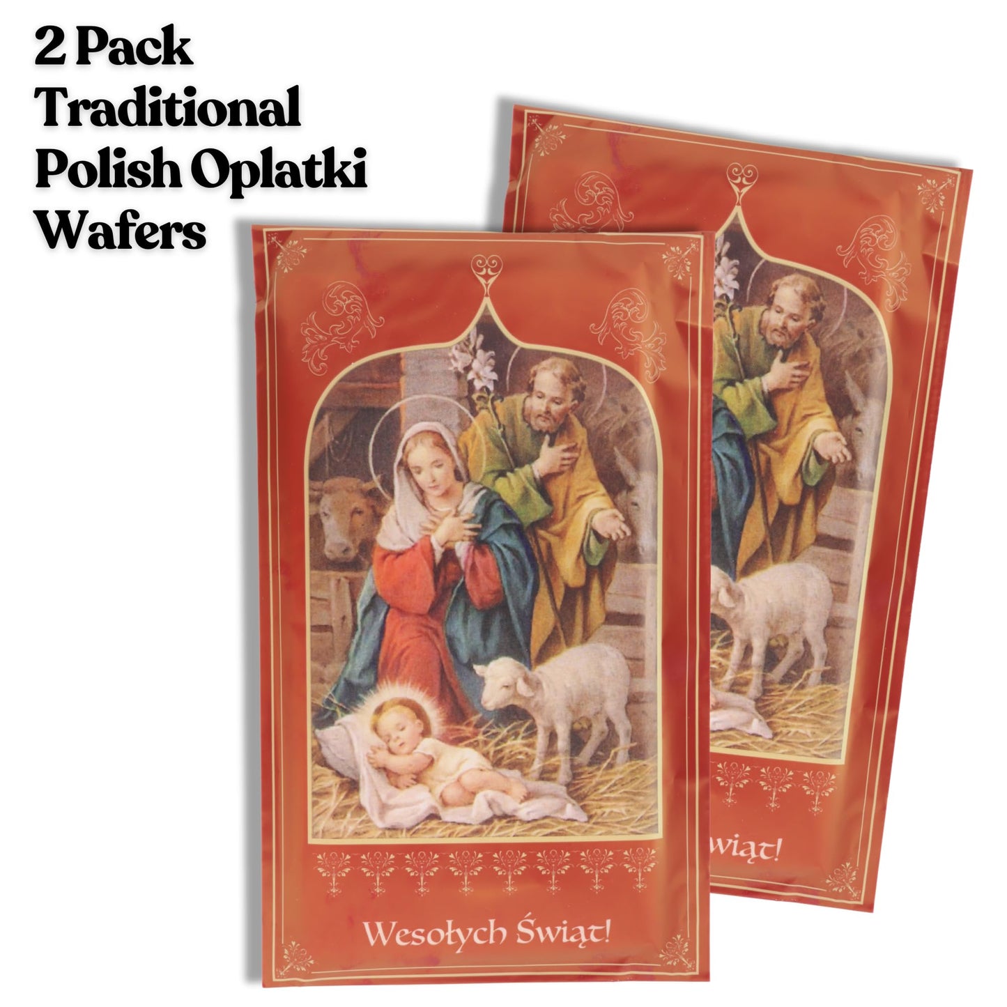 Oplatki Christmas Wafers, 2 White 1 Pink With Decorative Envelope, Polish Wigilia Tradition, Pack Of 2