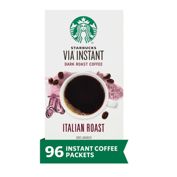 Starbucks Via Instant Coffee, Dark Roast Coffee, Italian Roast, 100% Arabica, 12 Boxes (96 Packets Total)