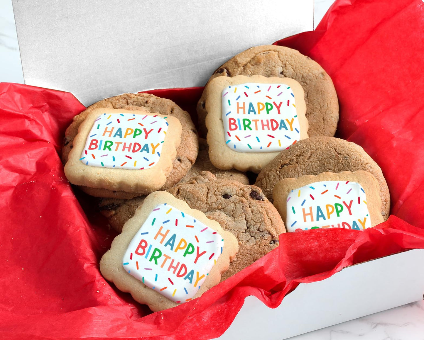 Happy Birthday Gift Basket Cookies Chocolate Chip Cookie Treats Fresh Bakery Fudge Filled Care Package For Men Women Kids | Indi