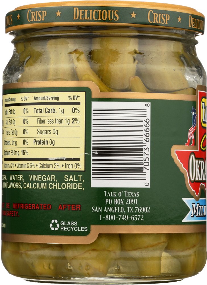Talk O' Texas Okra Pickles, Mild, 16-Ounce Jars (Pack Of 12)