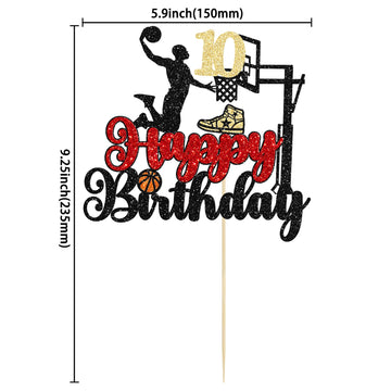 1Pc 10Th Birthday Basketball Cake Topper Glitter Basketball Sports Theme Cake Pick For Baby Shower 10Th Birthday Cake Decoration