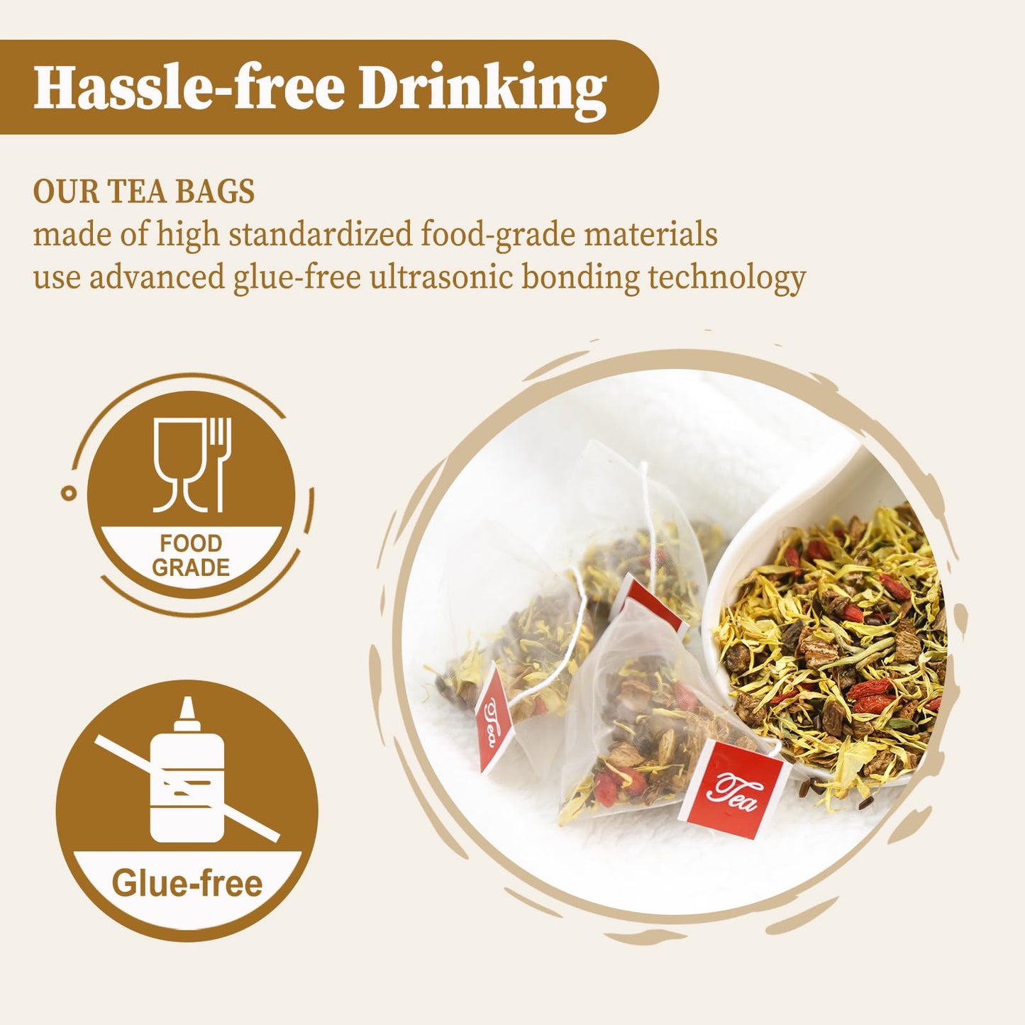 Fullchea - Chrysanthemum Cassia Seed Tea, 30 Teabags, 5G/Bag - Burdock Root, Goji Berries, Osmanthus, Honeysuckle Combination Herbal Tea