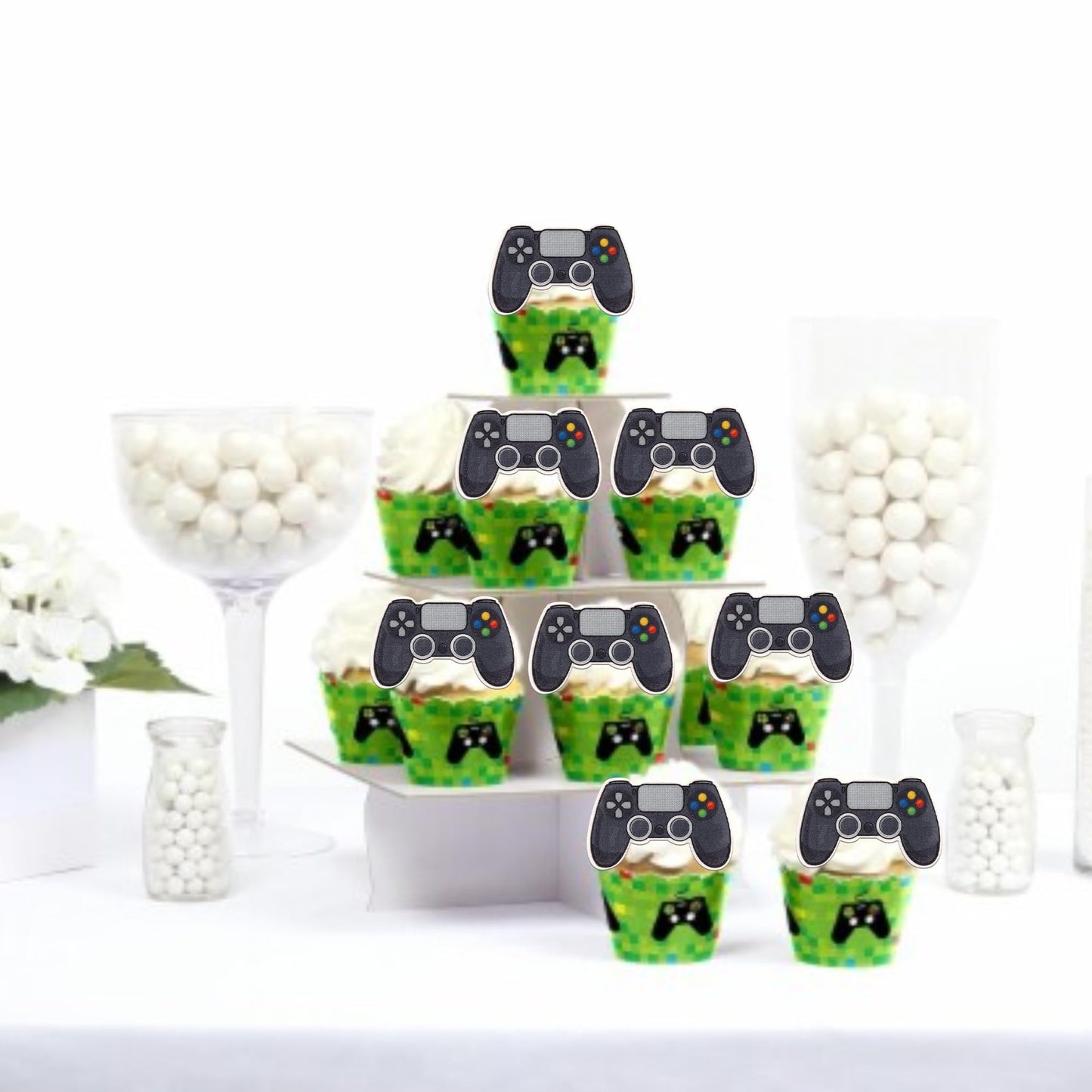 ZHUOWEISM Edible Cupcake Toppers, 60 PCS Video Game Controllers, Design 3 for Kids Birthday Party Supplies
