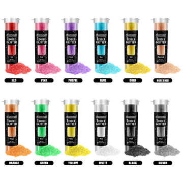 Edible Glitter - Food Grade 12 Colors Glitter For Drinks, Wines, Cocktails, Decorating Shimmering Glitter For Cake, Fondant, Cho