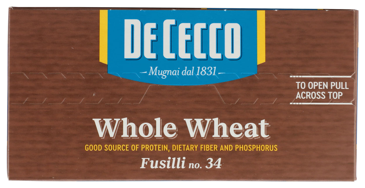 De Cecco Pasta Fusilli Whole Wheat Pasta, 13.25 oz