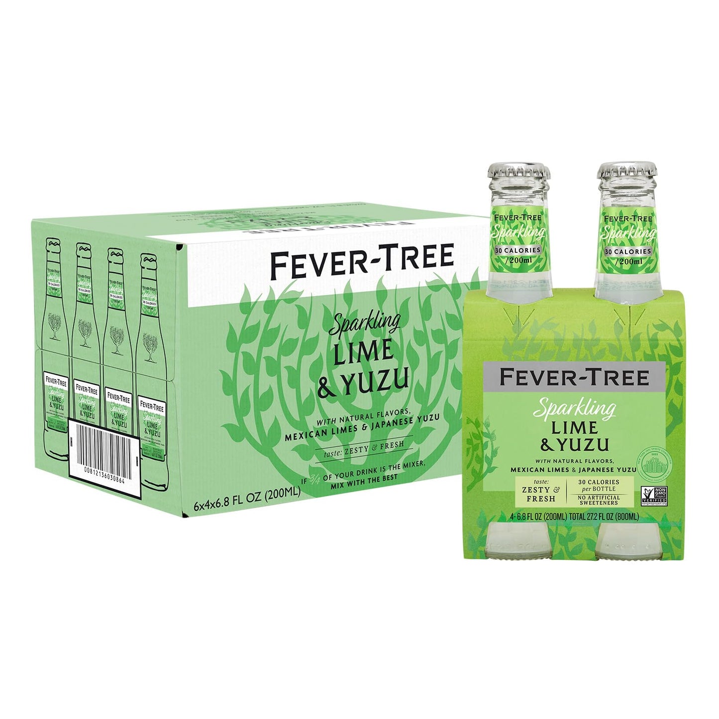 Fever-Tree Sparkling Yuzu & Lime Mixer - Premium Quality - 200 ML Bottles, Pack of 24