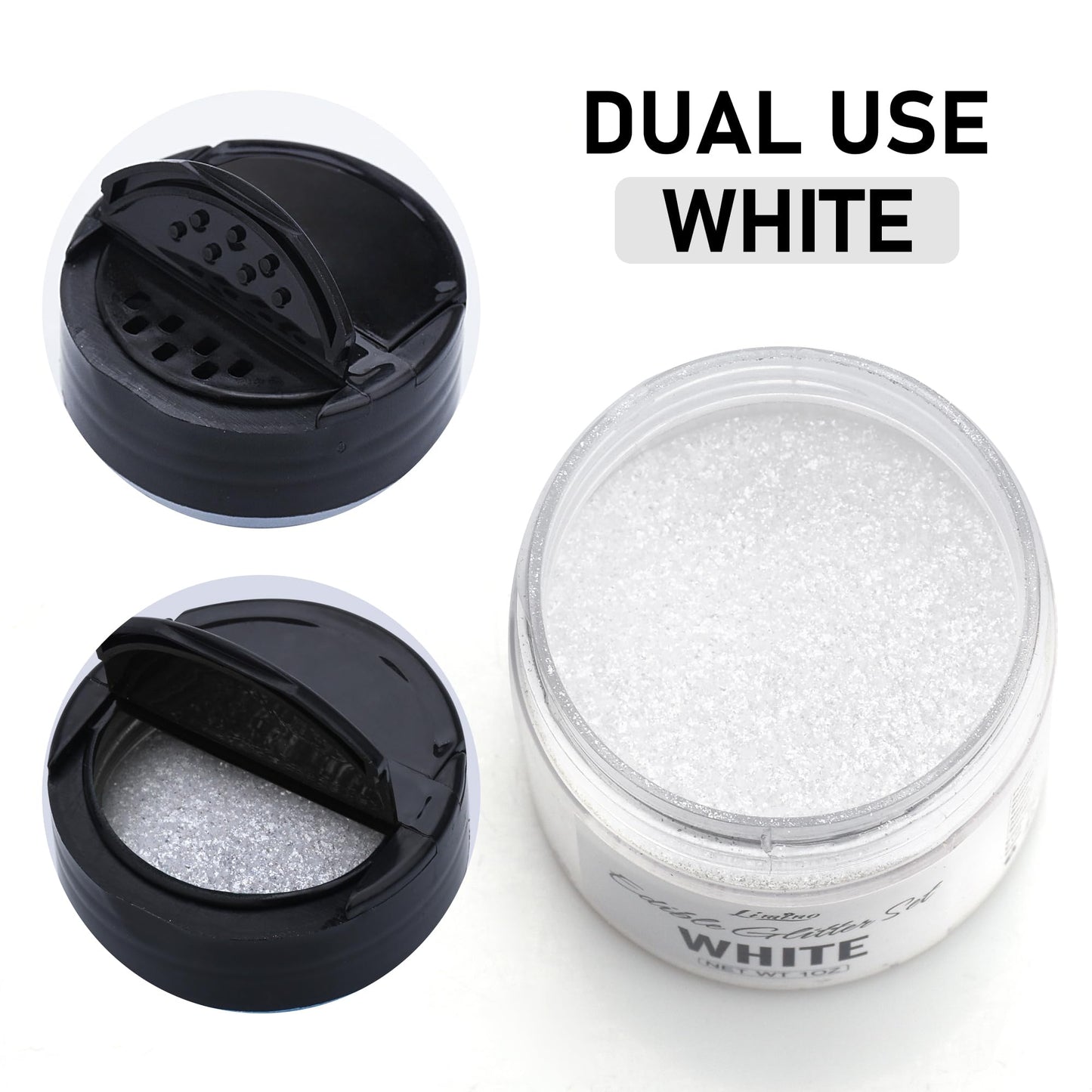 Limino Edible Glitter - 30g Luster Dust for Baking, Cake Decorating, Icing, and Cocktails - White, Food Grade, Small to Medium Size