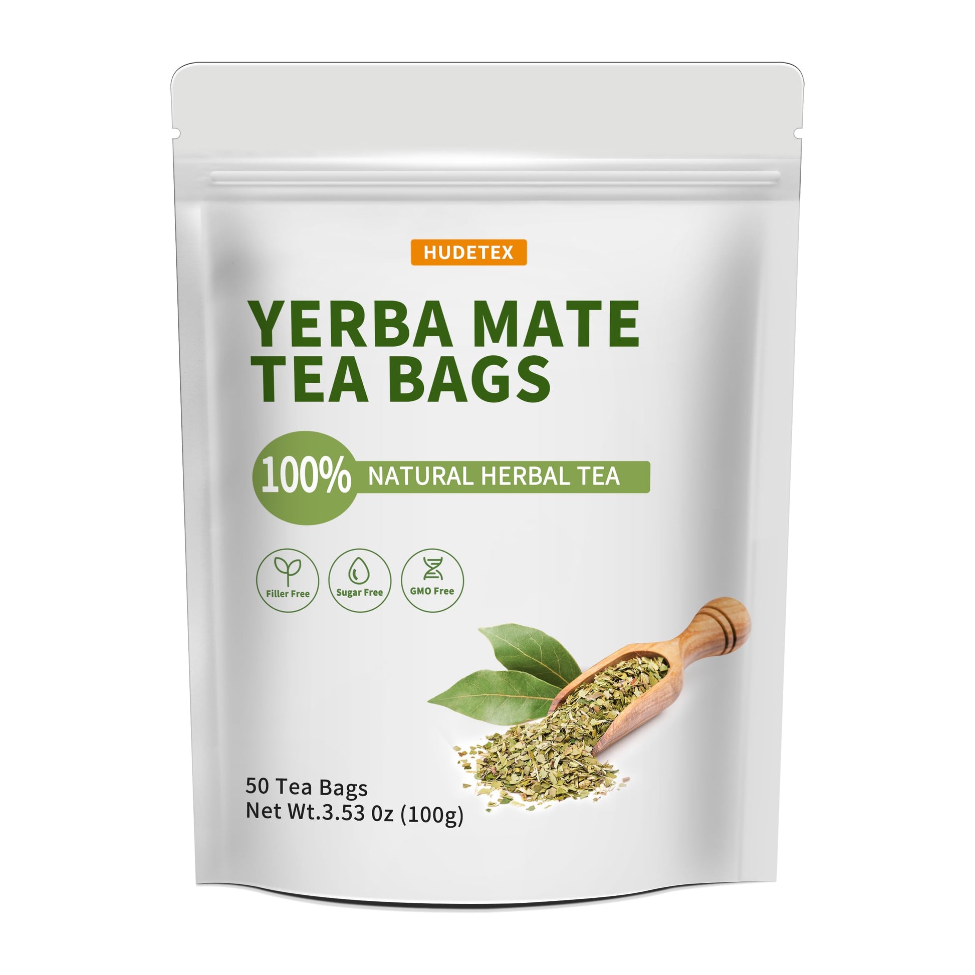 Hudetex Yerba Mate Tea Bags - 50 Count - Supports Cardiovascular & Digestive Systems