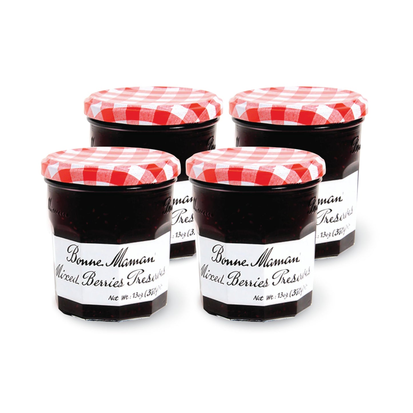 Bonne Maman Mixed Berry Preserves, 13 oz Glass Jars, Non-GMO, Pack of 4