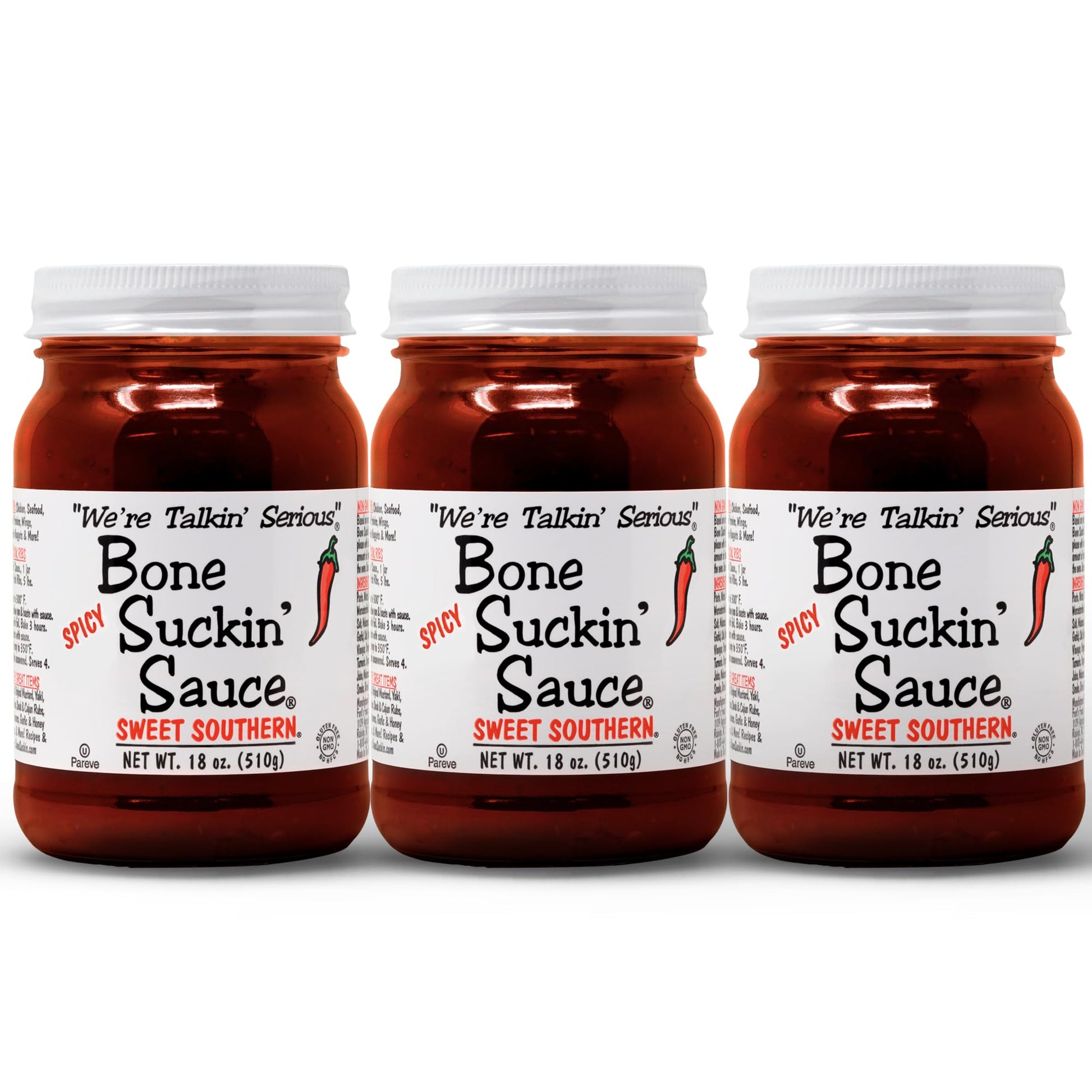 Bone Suckin Sauce BBQ Sauce, Sweet Southern Spicy, Gluten-Free, Non-GMO, Kosher, 18 Ounce (Pack of 3)
