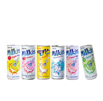 Lotte Milkis 6 Flavors Combo (Original, Apple, Melon, Peach, Banana, & Strawberry) (6 Flavors, Pack Of 1)