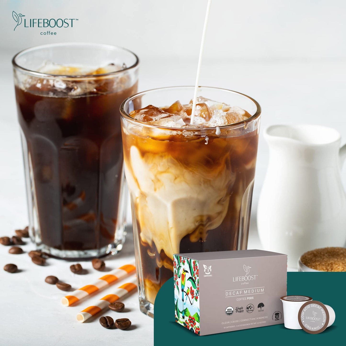 Lifeboost Organic Decaf Coffee K Cups - Low Acid Decaf Coffee Pods - Single Origin Non-Gmo Mold Free Decaf Coffee Pods For Keuri