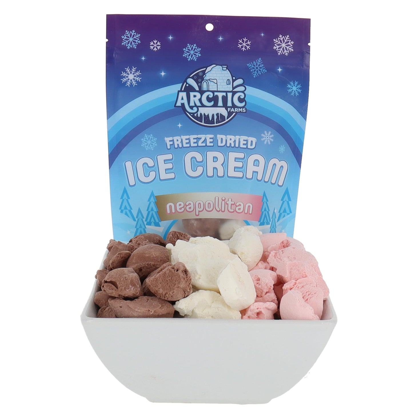 Arctic Farms Freeze Dried Ice Cream Bits Bagged And Boxed - Does Not Melt (Neapolitan Mix, 2.5Oz)