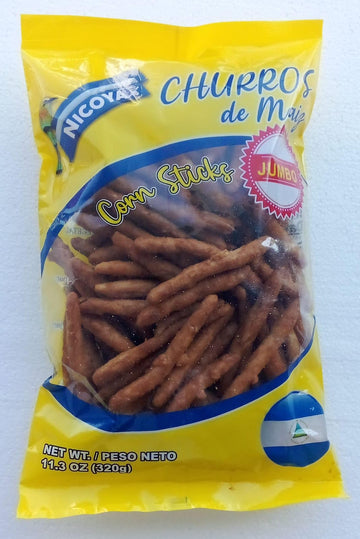 Nicoya Corn Sticks Churros de Maiz, Jumbo Size, 11.3 oz (320g) Nicaragua Pack of 1