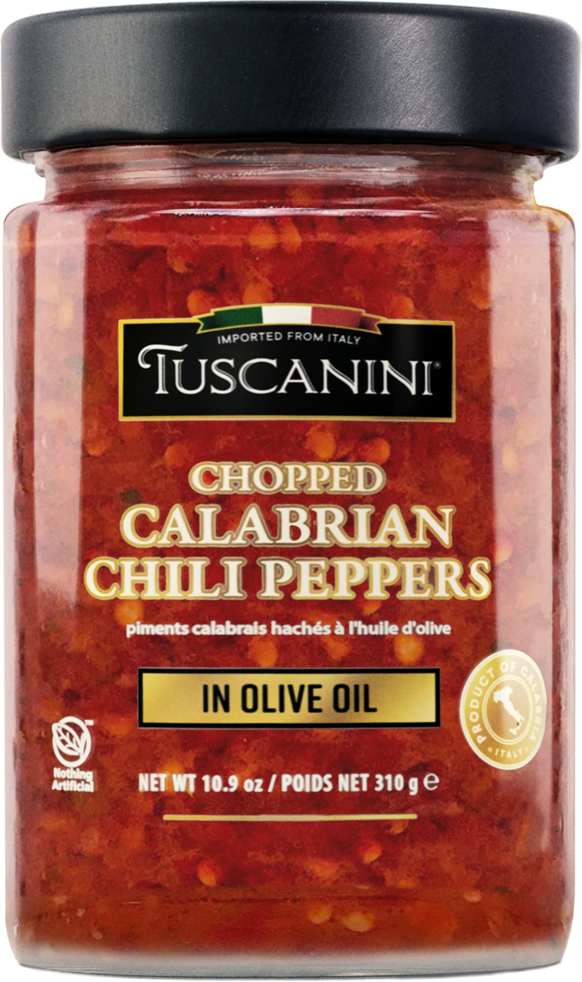 Tuscanini Premium Chopped Calabrian Chili Peppers In Olive Oil, 9.2oz, Just 3 ingredients, All Natural, Nothing Artificial, Prod