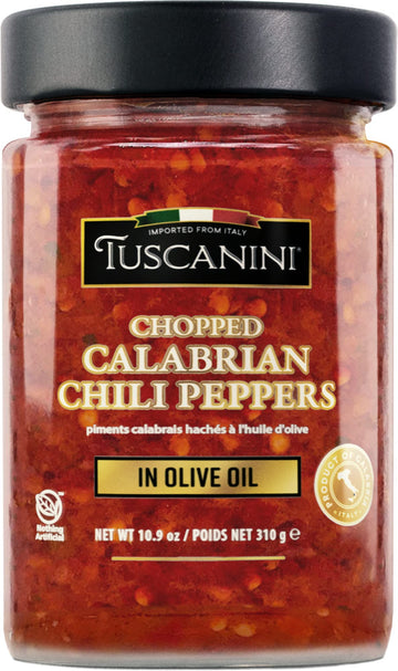 Tuscanini Premium Chopped Calabrian Chili Peppers In Olive Oil, 9.2oz, Just 3 ingredients, All Natural, Nothing Artificial, Prod