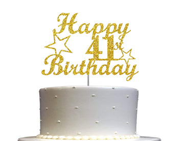 41 Birthday Cake Topper Gold Glitter, Party Decoration Ideas, Premium Quality, Sturdy Doubled Sided Glitter, Acrylic Stick. Made