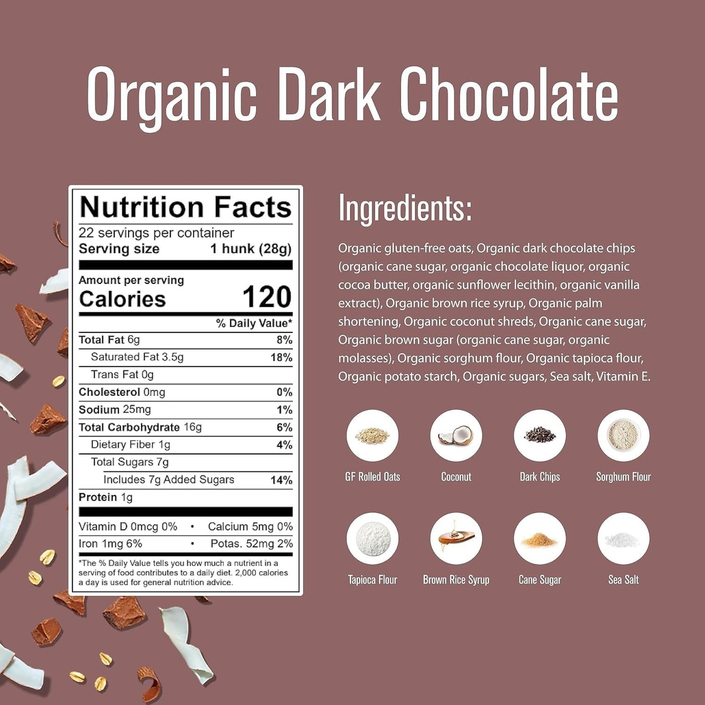 Heavenly Hunk Organic Oatmeal Dark Chocolate Chip - 22Oz Bag