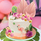 Fumete Boho Cake Topper Set, 53 Pcs Foam Balloons & Palm Leaves, Pink & Gold for Baby Shower, Birthday, Wedding Cake Decoration