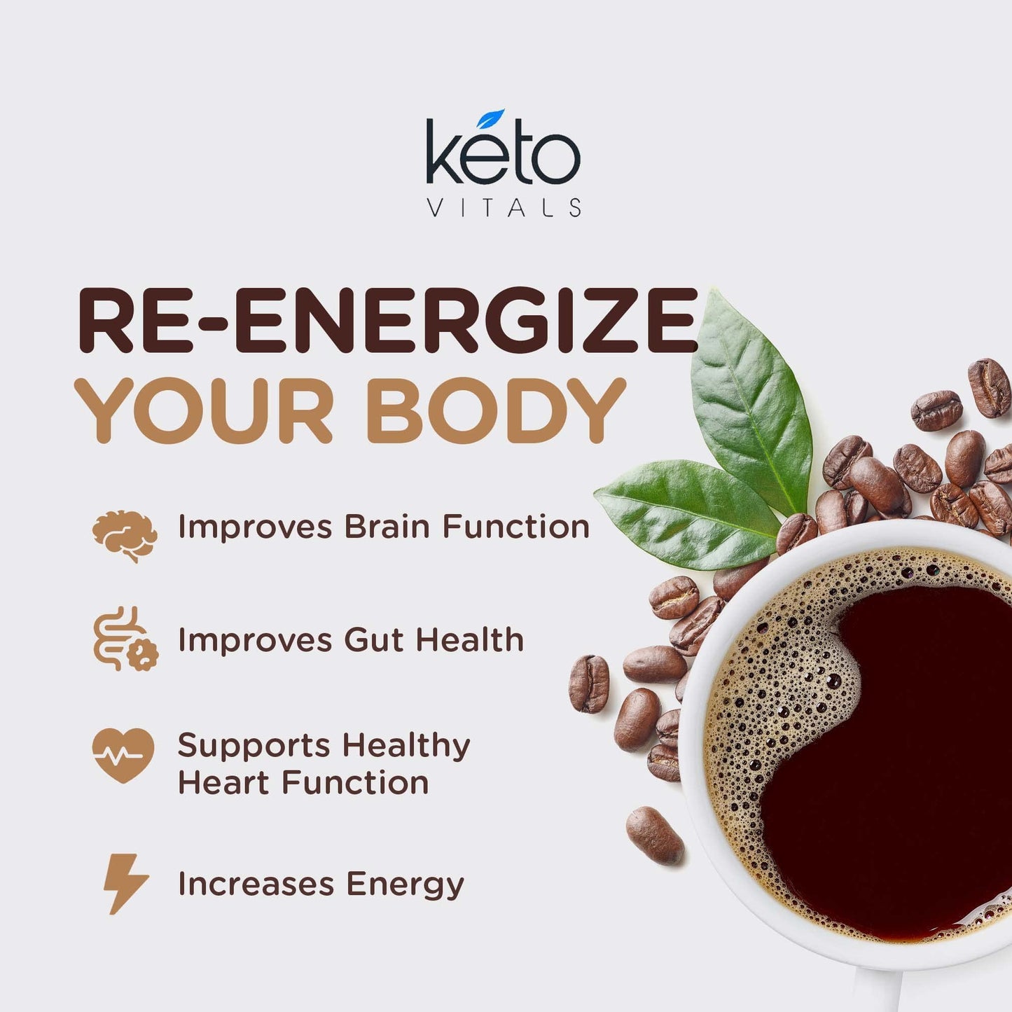 Keto Vitals Instant Keto Coffee Powder - Low-Calorie Unsweetened Instant Coffee Packets, Single Serve - Keto Coffee Instant Mix